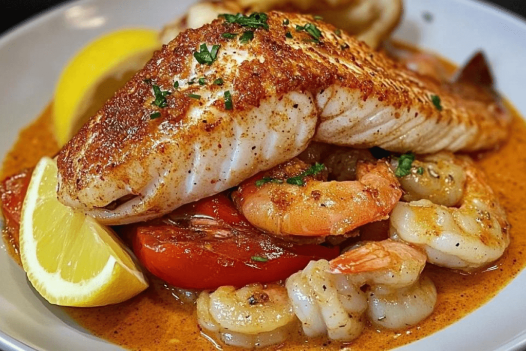 Snapper Rouge with Shrimp