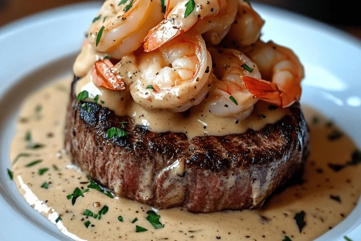 Filet Mignon with Shrimp and Lobster Cream Sauce