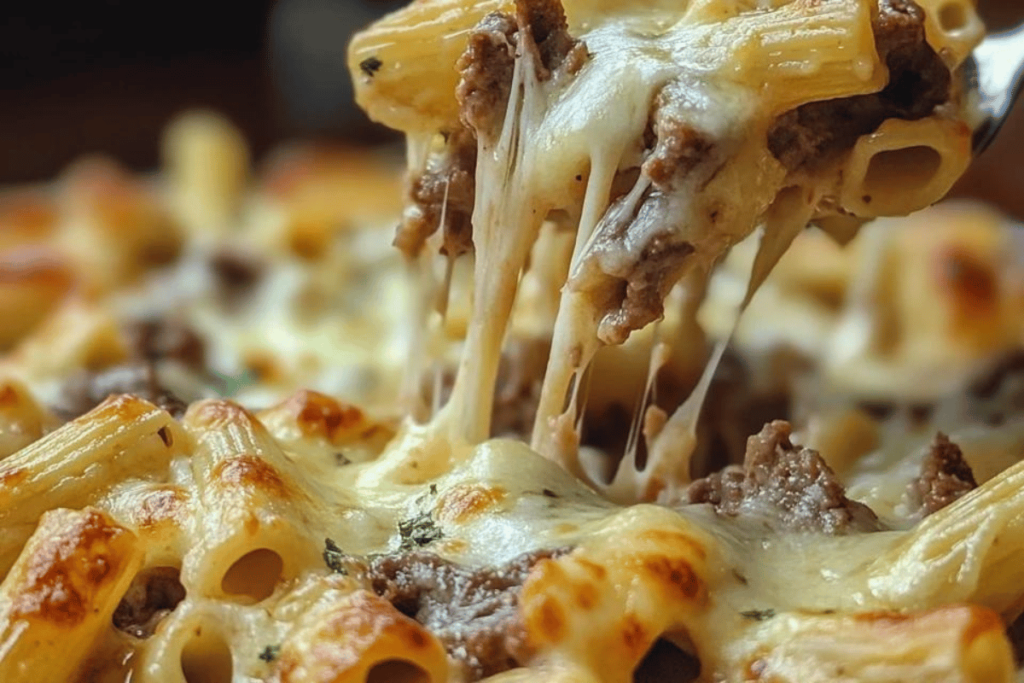 Philly Cheesesteak Pasta Bake