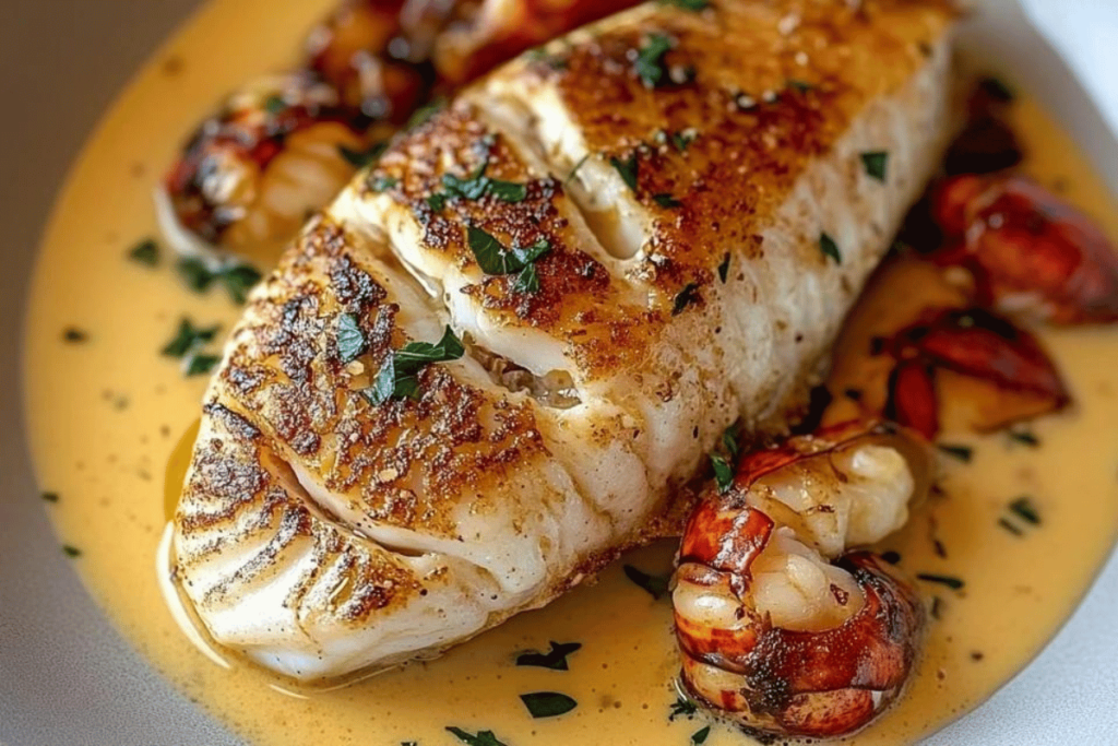 Seaside Snapper with Lobster Cream Sauce