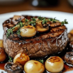 Steak d'Entrecôte with Mushrooms and Onions