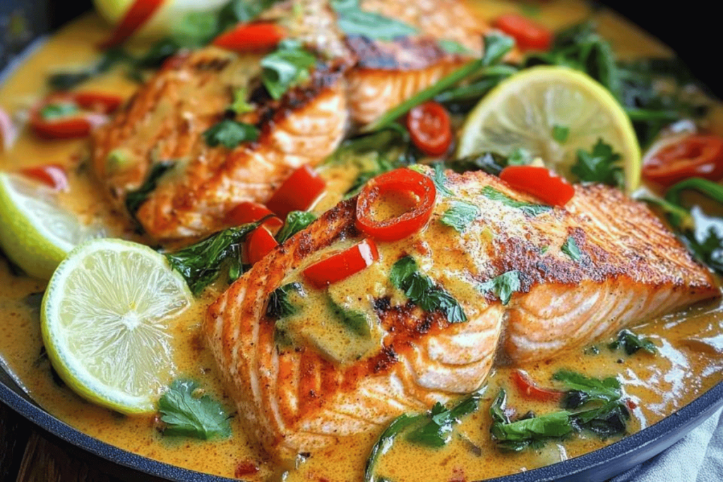 Thai-Inspired Coconut Curry Salmon – Easy 30-Minute One-Pan Recipe